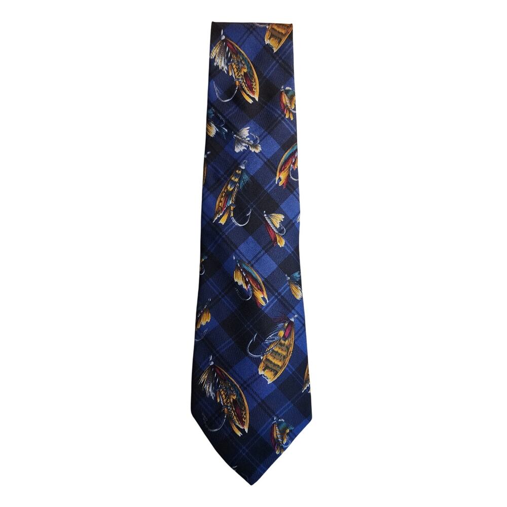 Tommy Hilfiger  navy blue fishing lures Italian silk tie